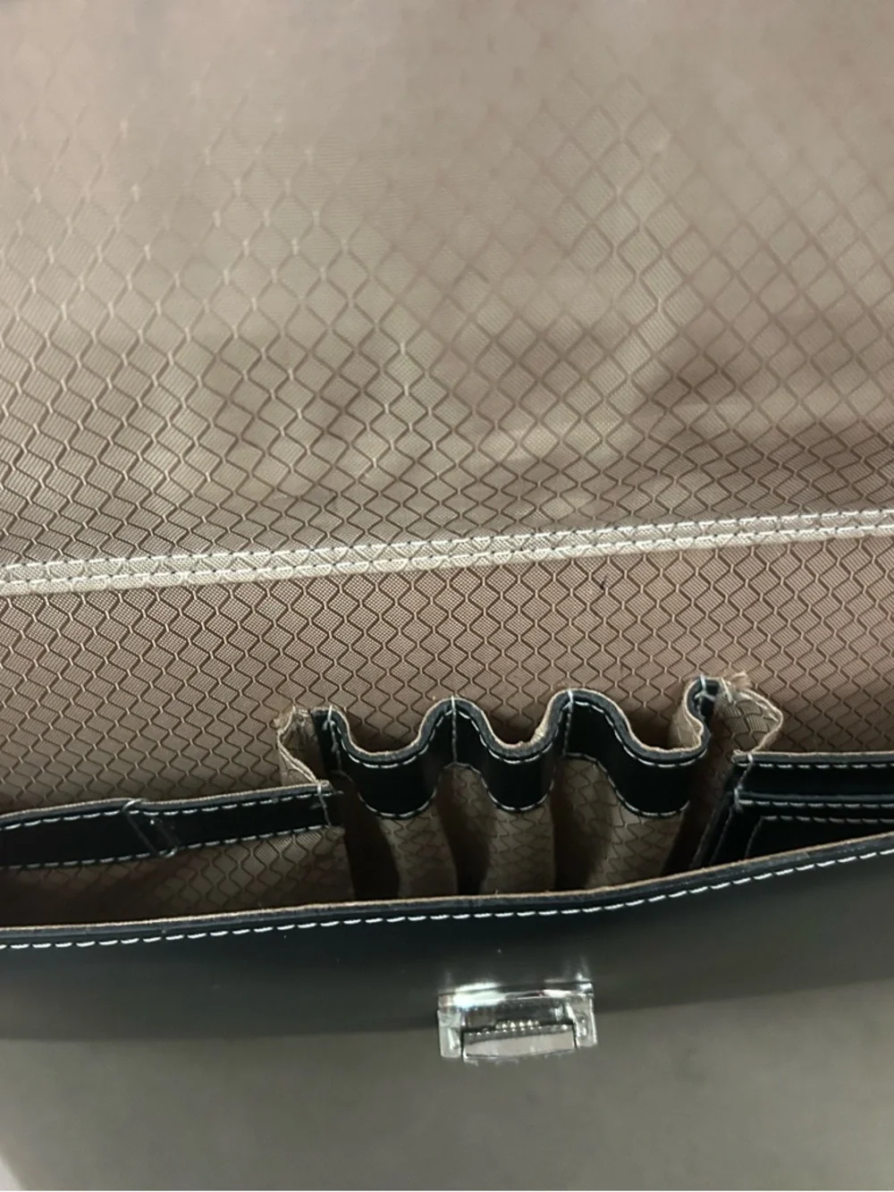Brief Bag Structured Black Leather Top-Handle Brief Bag Rollers Extremely Nice!